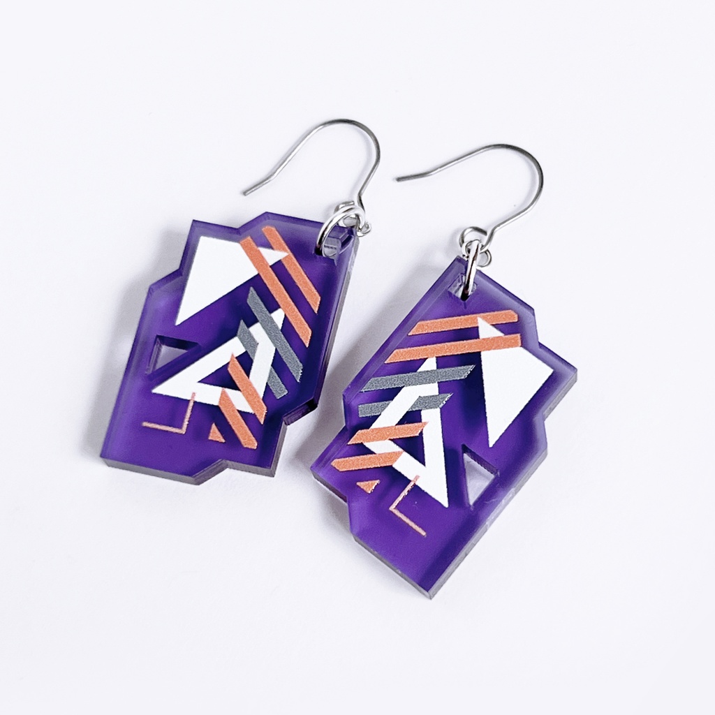 【chip/PO】ピアス・イヤリング│アクリルアクセサリー│││ユニーク│メンズ│ストリート│個性的│かっこいい|紫|パープル|オレンジ|デジタル|