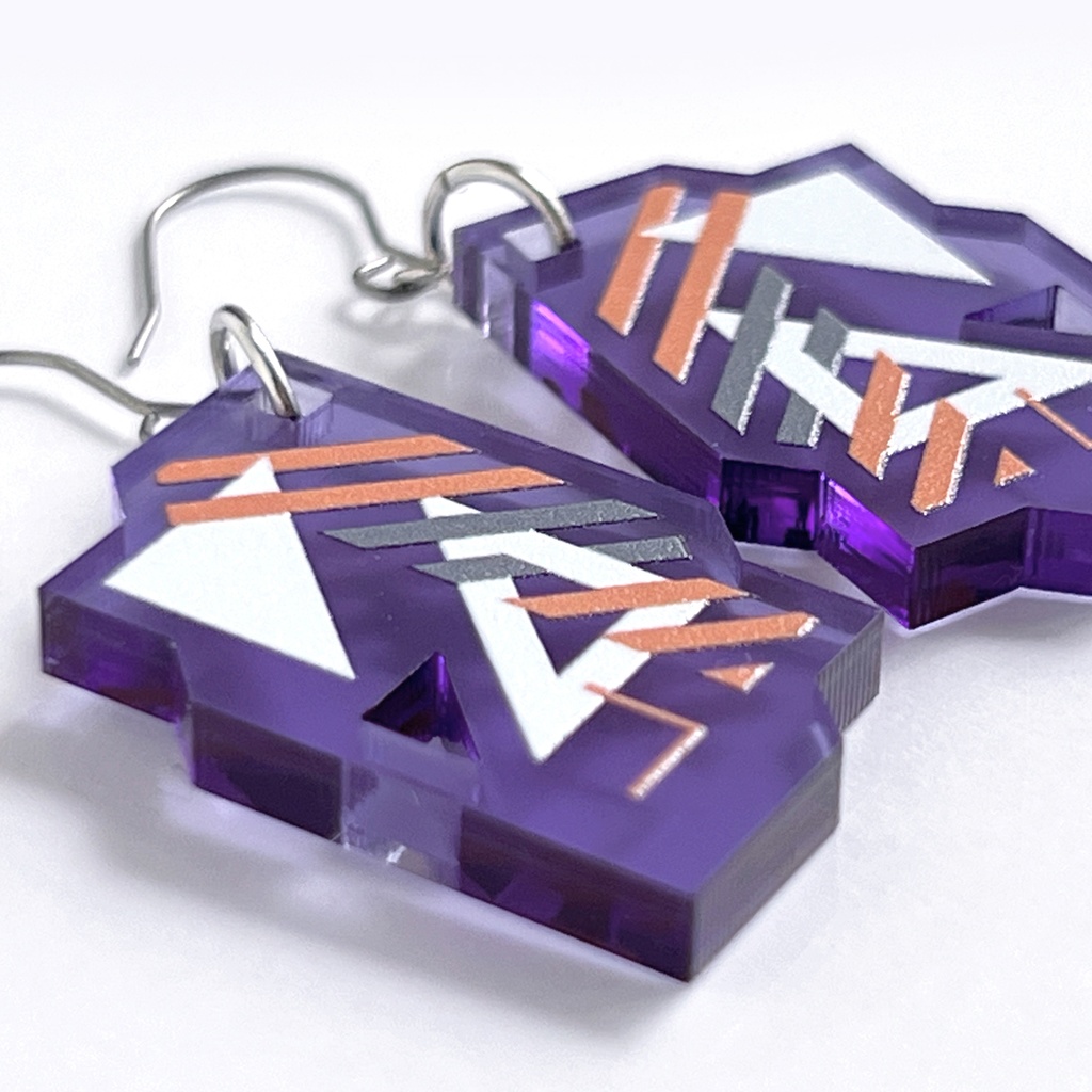【chip/PO】ピアス・イヤリング│アクリルアクセサリー│││ユニーク│メンズ│ストリート│個性的│かっこいい|紫|パープル|オレンジ|デジタル|