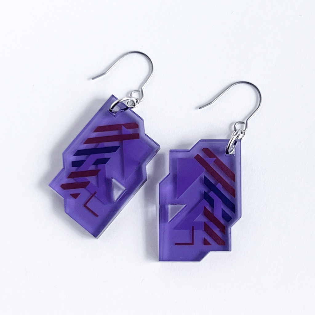 【chip/PO】ピアス・イヤリング│アクリルアクセサリー│││ユニーク│メンズ│ストリート│個性的│かっこいい|紫|パープル|オレンジ|デジタル|