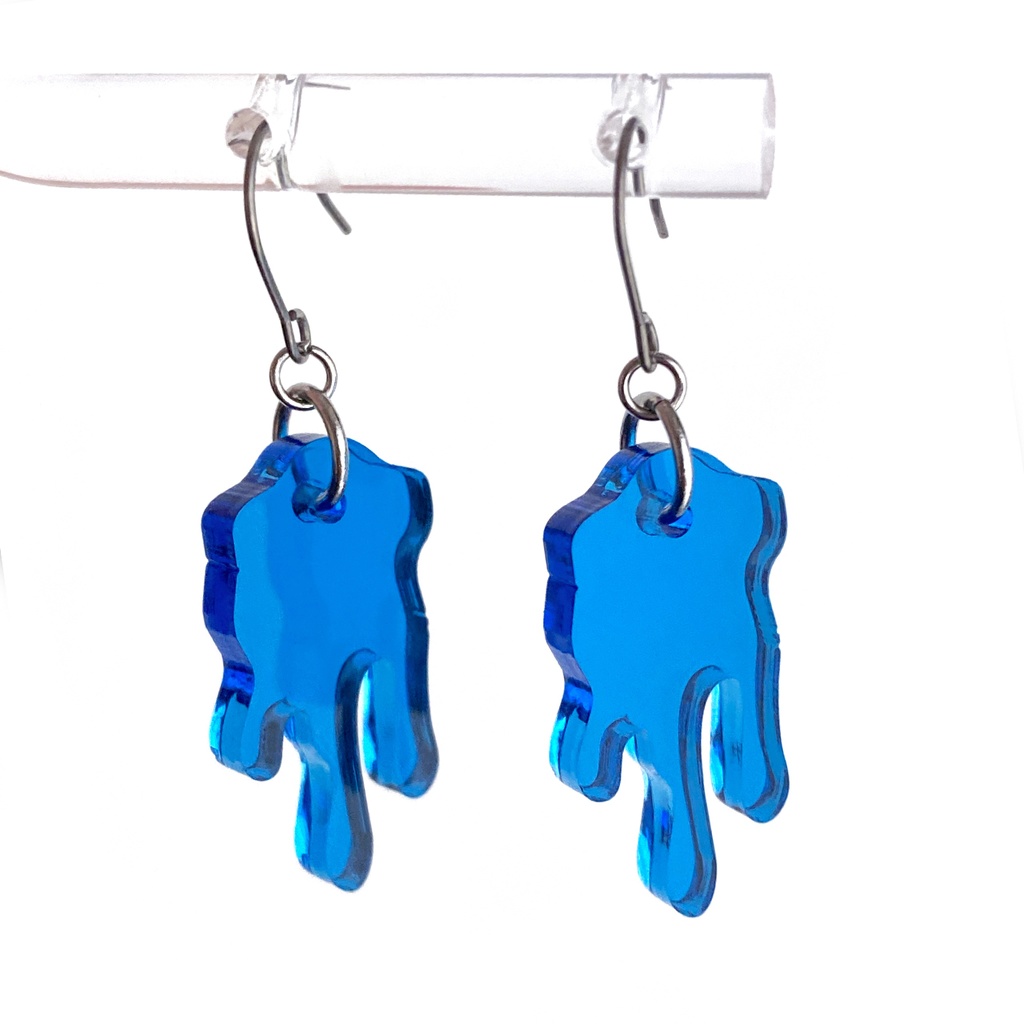【melt blue】ピアス・イヤリング|||アクリルアクセサリー|メンズ|きらきら|青|ブルー|夏|揺れる|透明