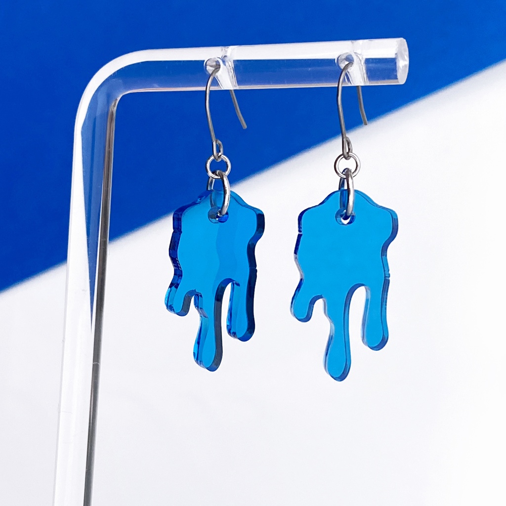 【melt blue】ピアス・イヤリング|||アクリルアクセサリー|メンズ|きらきら|青|ブルー|夏|揺れる|透明