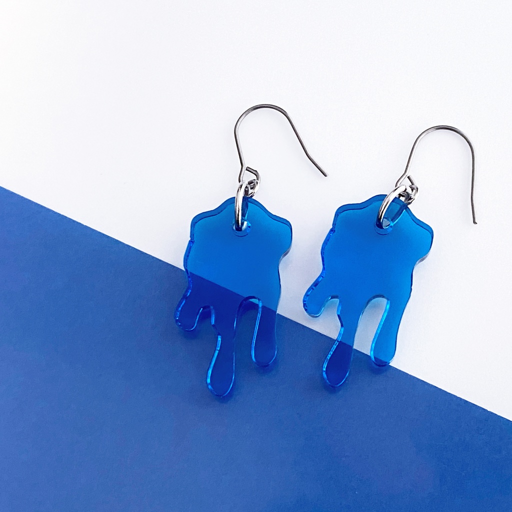 【melt blue】ピアス・イヤリング|||アクリルアクセサリー|メンズ|きらきら|青|ブルー|夏|揺れる|透明