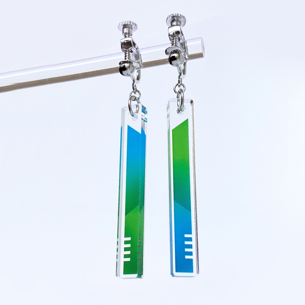 【hourglass/green】ピアス・イヤリング|アクリルアクセサリー|||モード系|ユニーク|個性的|ストリート系|メンズ|スティック|揺れる|緑|スタイリッシュ
