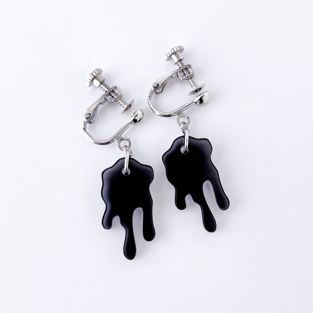 【melt black】ピアス・イヤリング|||アクリルアクセサリー|メンズ|きらきら|ブラック|黒|夏|揺れる|透明