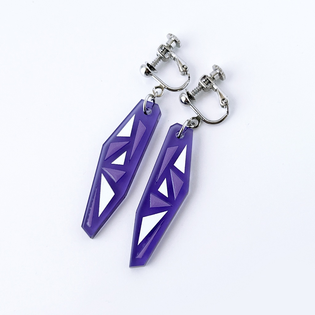 【stained glass/purple】ピアス・イヤリング|アクリルアクセサリー||ユニーク ステンドグラス 個性的 かっこいい 浴衣 三角 紫