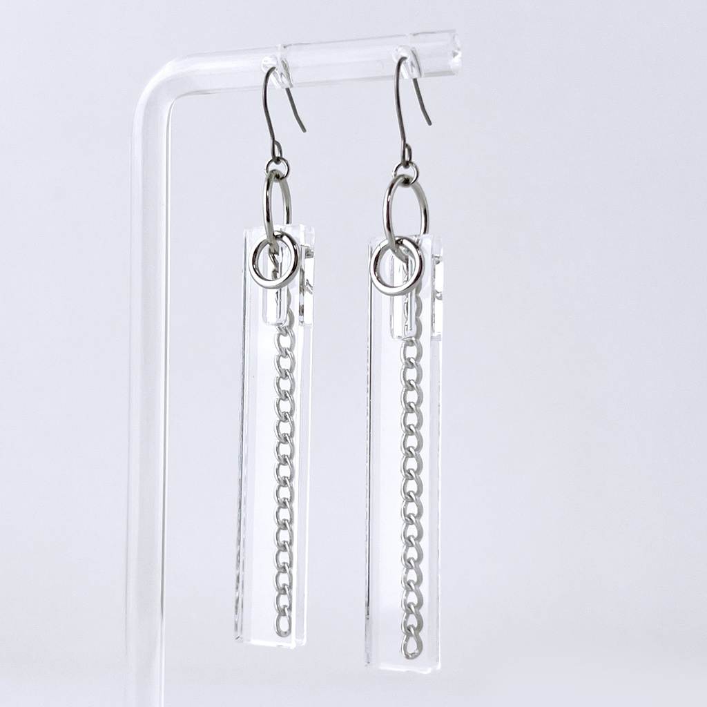 【stick】ピアス・イヤリング|アクリルアクセサリー|||ユニーク|ストリート系|揺れる|シンプル|メンズ|モード系|クリア|フェイクピアス|チェーン