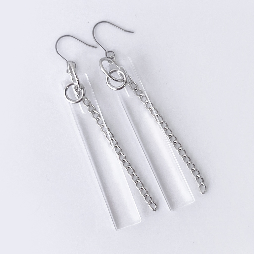 【stick】ピアス・イヤリング|アクリルアクセサリー|||ユニーク|ストリート系|揺れる|シンプル|メンズ|モード系|クリア|フェイクピアス|チェーン