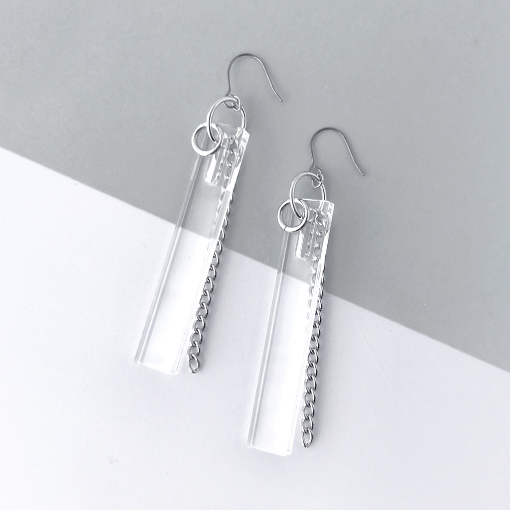 【stick】ピアス・イヤリング|アクリルアクセサリー|||ユニーク|ストリート系|揺れる|シンプル|メンズ|モード系|クリア|フェイクピアス|チェーン