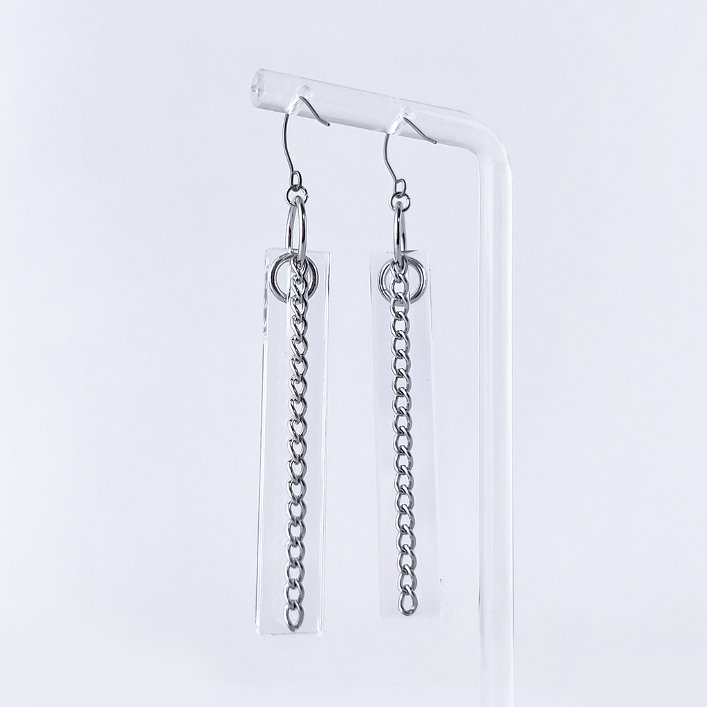 【stick】ピアス・イヤリング|アクリルアクセサリー|||ユニーク|ストリート系|揺れる|シンプル|メンズ|モード系|クリア|フェイクピアス|チェーン