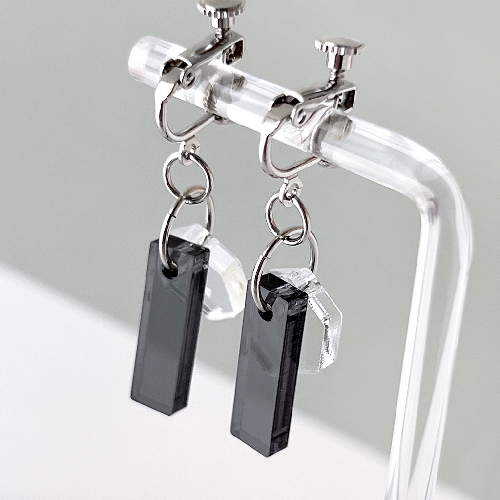 【effect_black】ピアス・イヤリング|アクリルアクセサリー ユニーク|ストリート系|個性的|メンズ|揺れる|韓国|クリア|黒|モード系