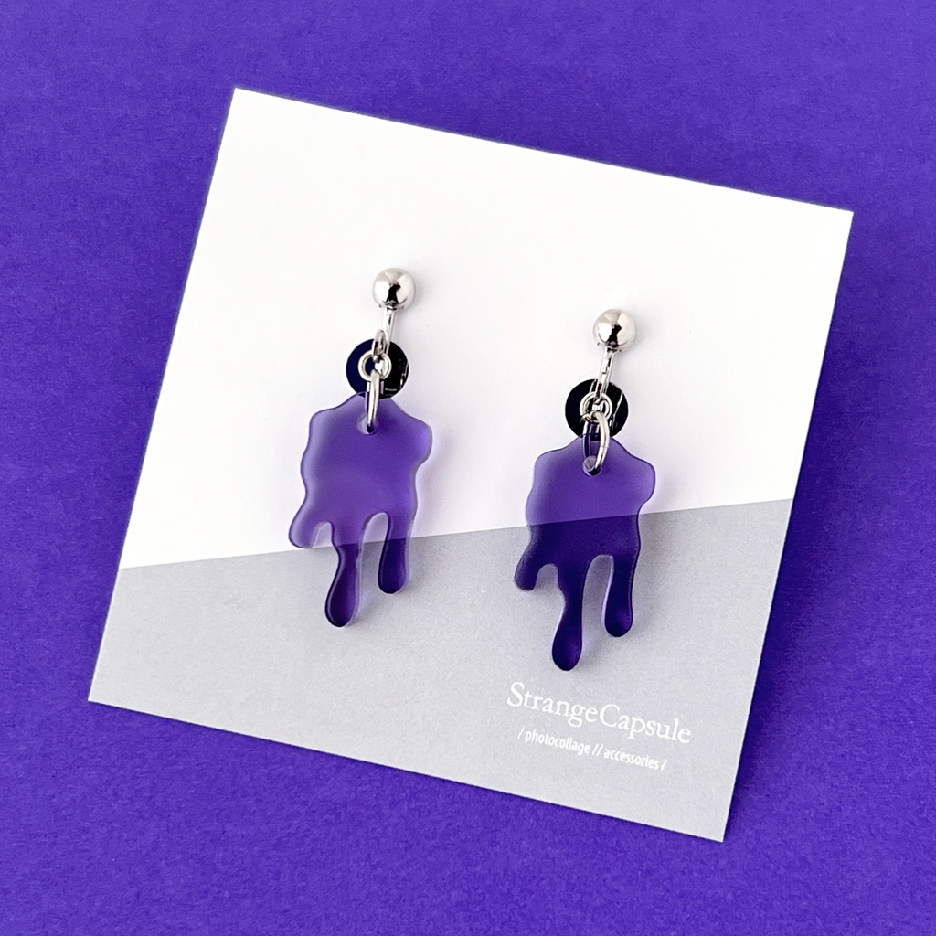 【melt purple】ピアス・イヤリング|||アクリルアクセサリー|メルト|メンズ|きらきら|紫|ブルー|夏|揺れる|透明|パープル|ジェンダーレス|軽い|小さい