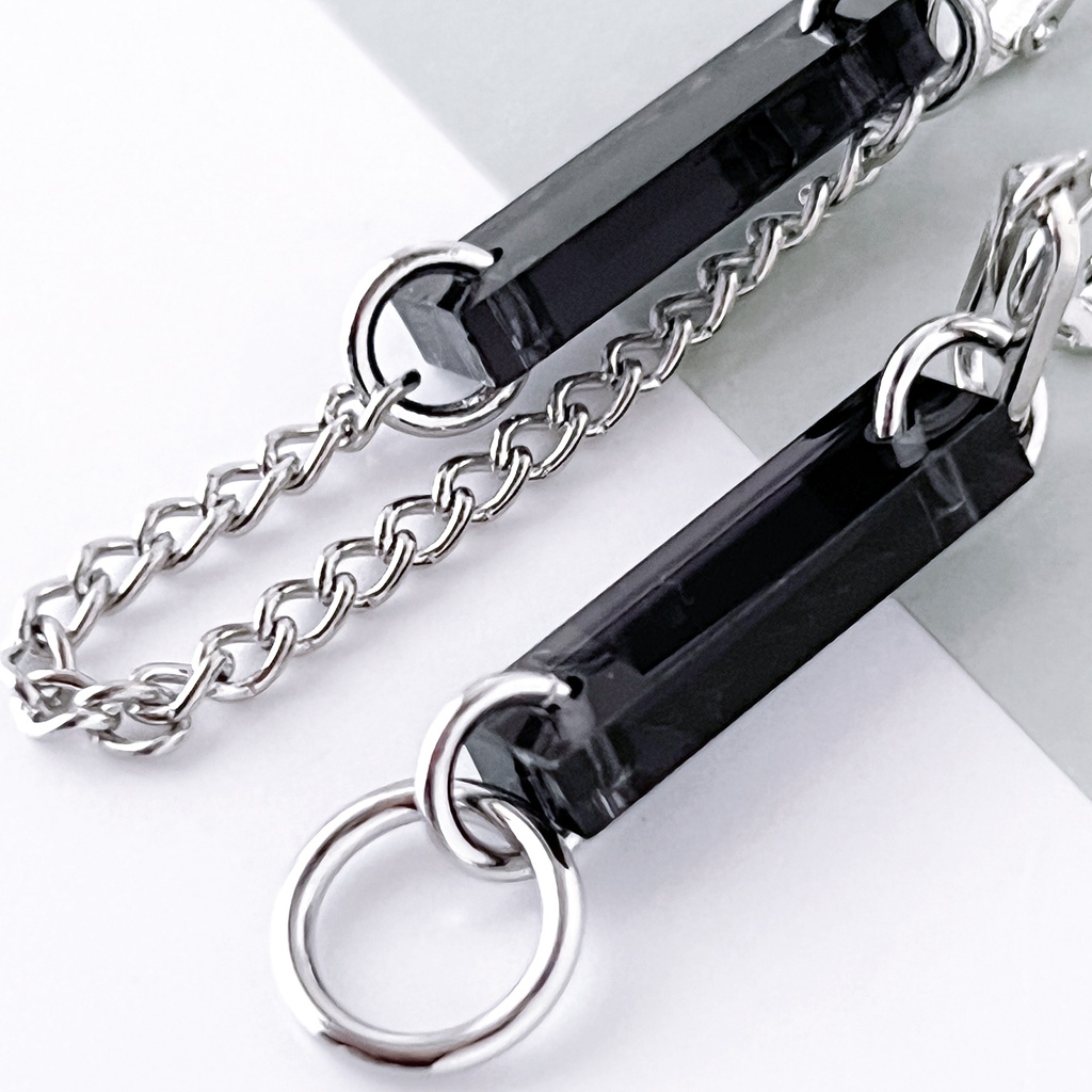 【Modern Mosaic_black】ピアス・イヤリング|アクリルアクセサリー|||シンプル|ユニーク|メンズ|クリア|ユニセックス|モード系|ストリート系|チェーン