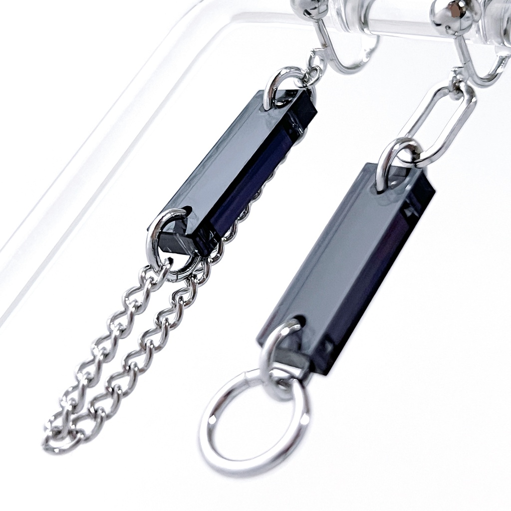 【Modern Mosaic_black】ピアス・イヤリング|アクリルアクセサリー|||シンプル|ユニーク|メンズ|クリア|ユニセックス|モード系|ストリート系|チェーン