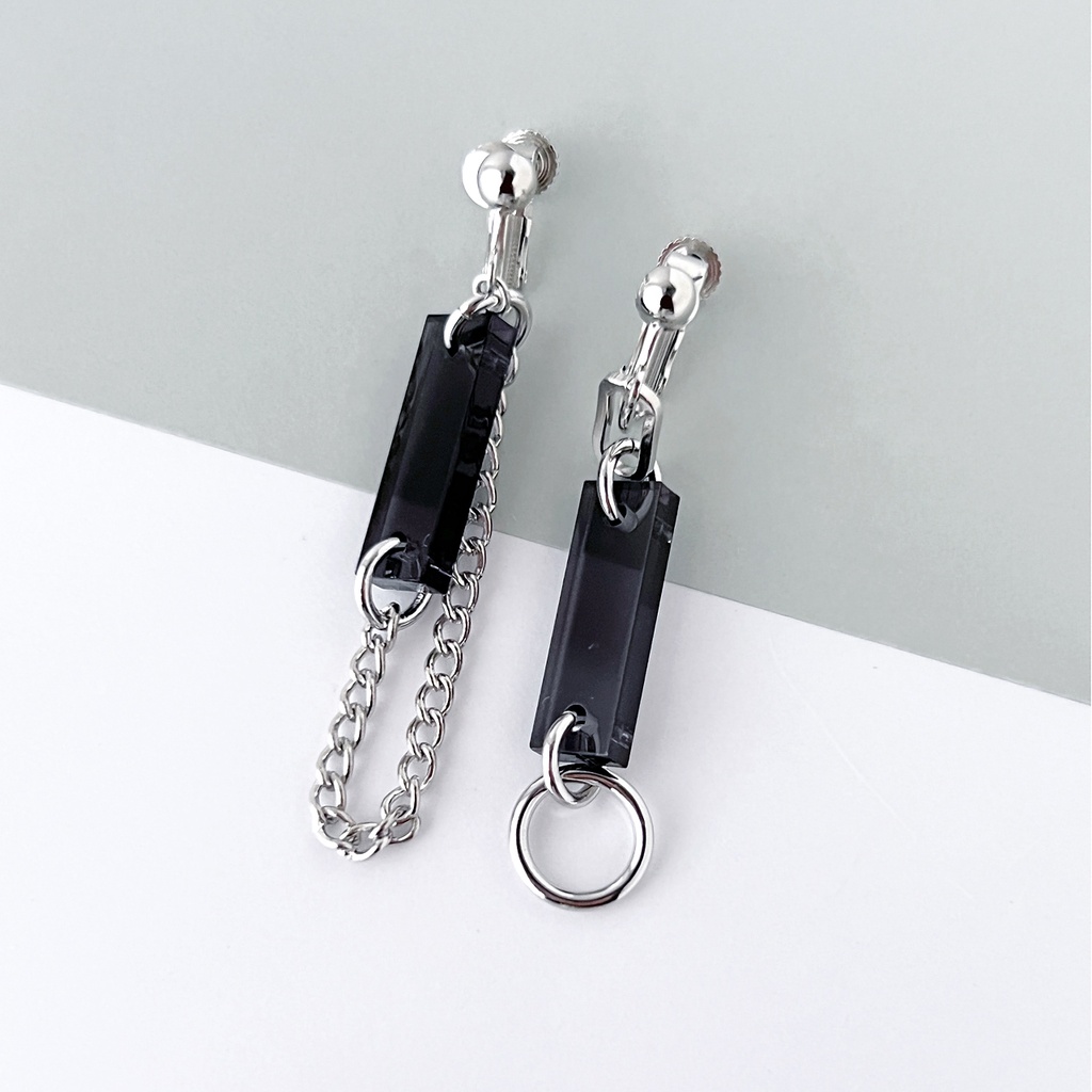 【Modern Mosaic_black】ピアス・イヤリング|アクリルアクセサリー|||シンプル|ユニーク|メンズ|クリア|ユニセックス|モード系|ストリート系|チェーン