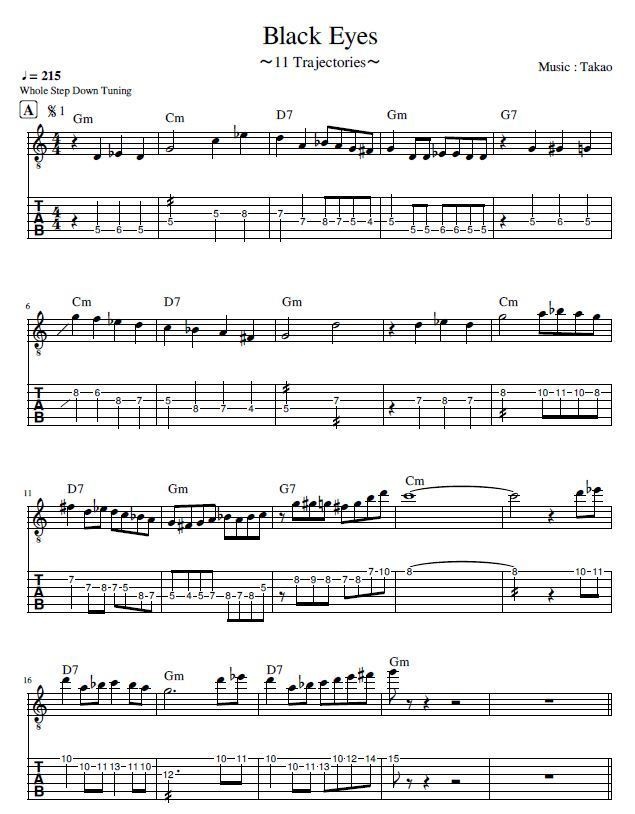 Black Eyes Gt TAB譜&カラオケ音源