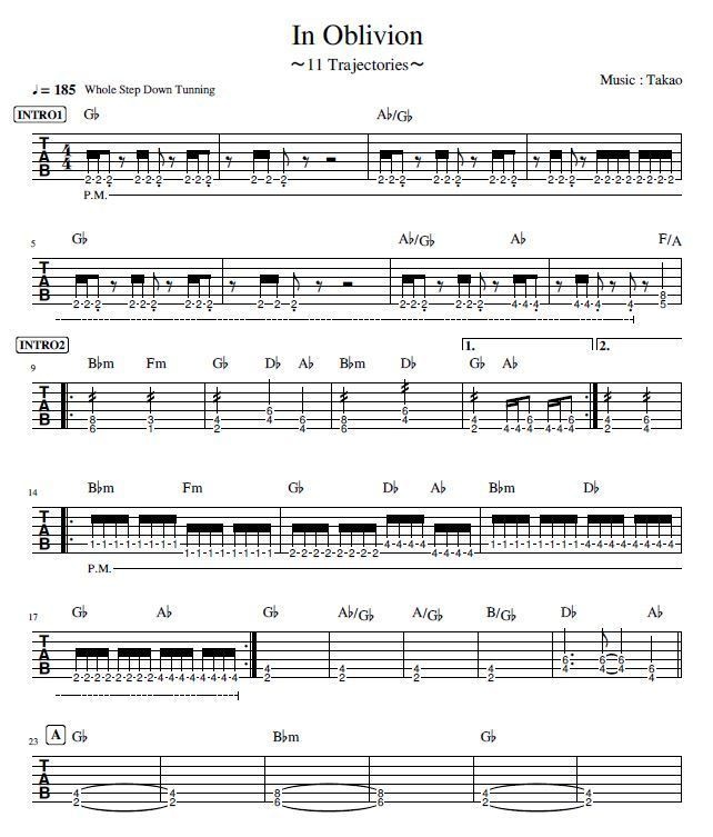 In Oblivion Gt TAB譜&カラオケ音源