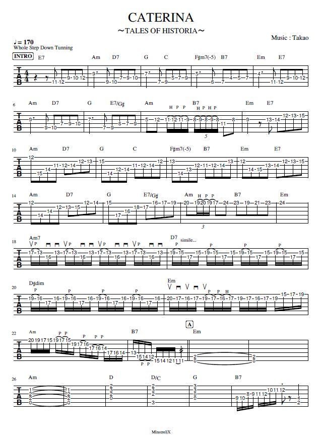 CATERINA Gt TAB譜