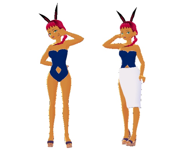 Blue Swimsuit w/Pareo (VRoid Beta)