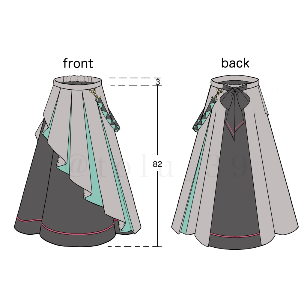 初音ミクモチーフアシンメトリースカート