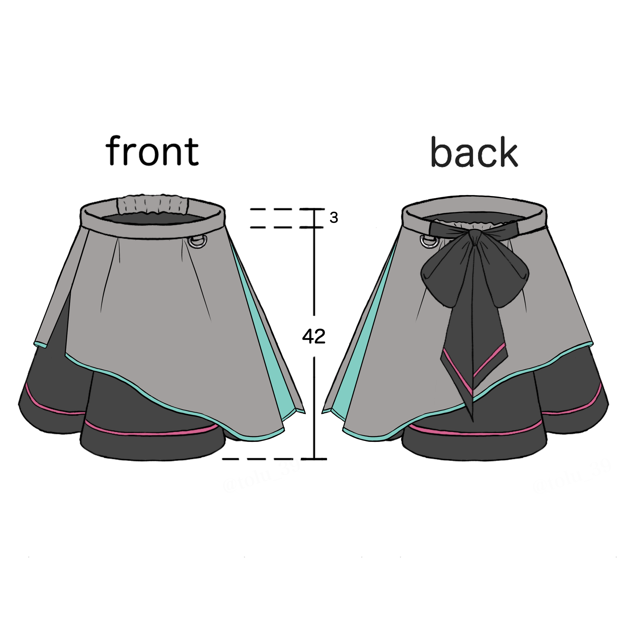 ACDCRAG 初音ミク レッグ付きスカート DARK GRAY/MINT【初音ミク