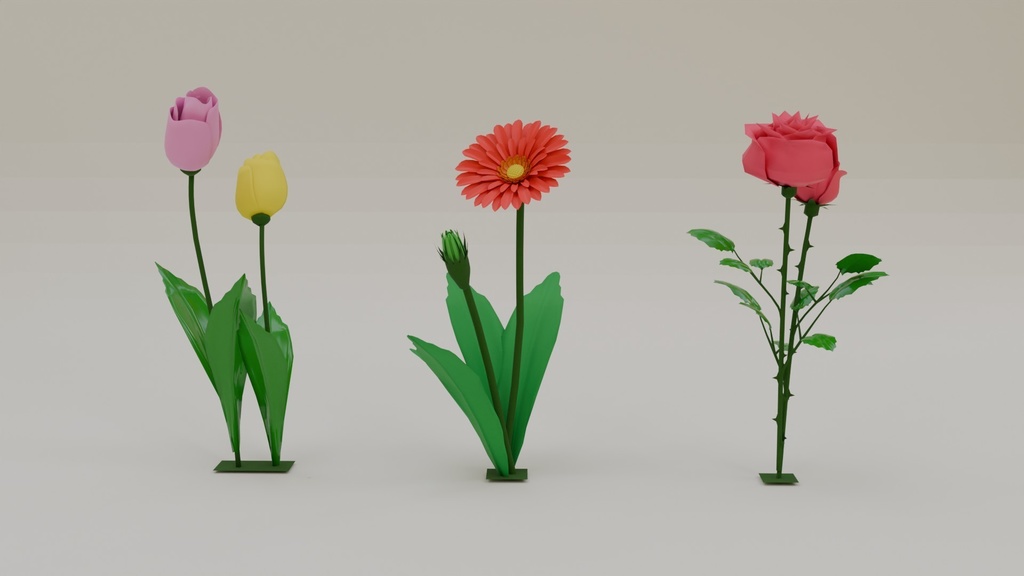 一輪挿し風植物花3種