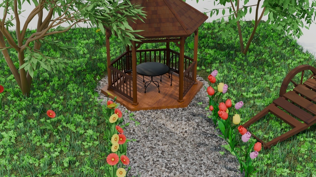 ガゼボのある風景