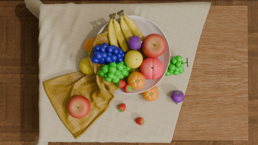 blenderを使って作った静物のある風景