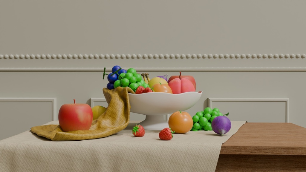 blenderを使って作った静物のある風景