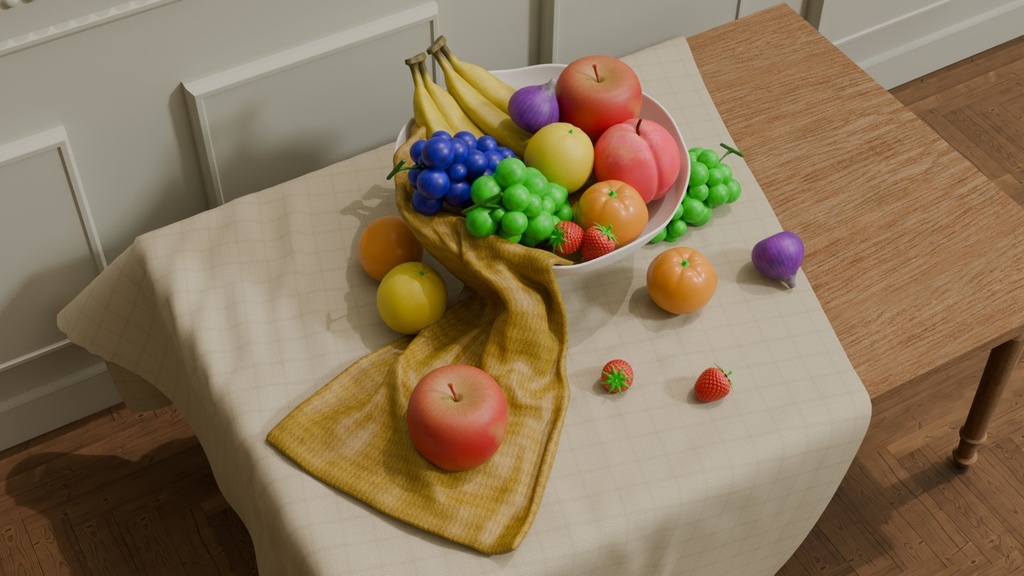 blenderを使って作った静物のある風景