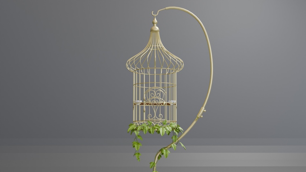 Blender作ったアンティーク風鳥かご