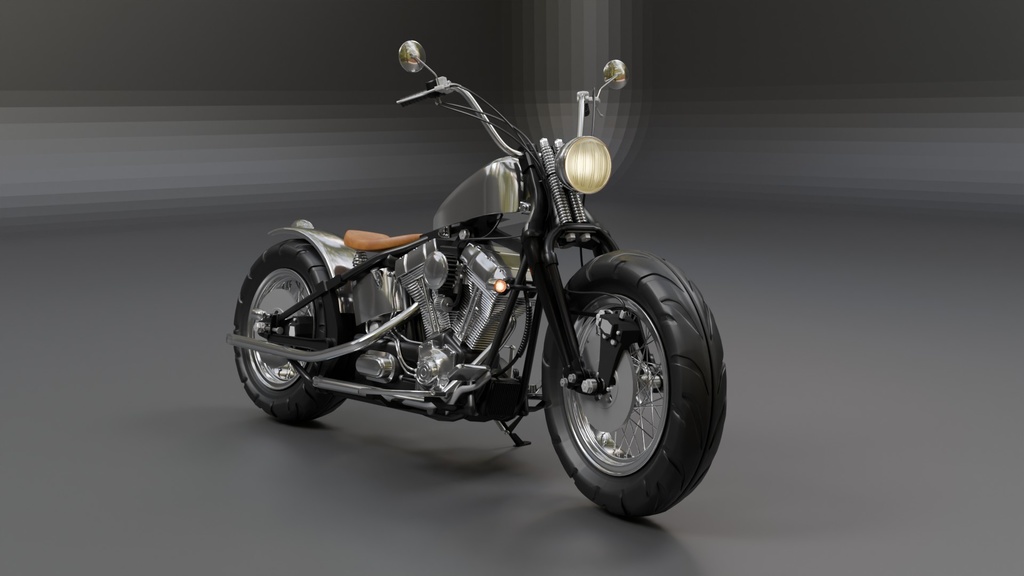 Blenderで作ったソフテイル風motorcycle