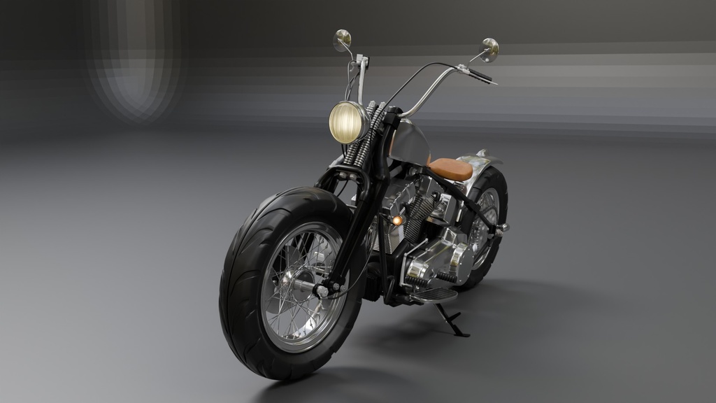 Blenderで作ったソフテイル風motorcycle