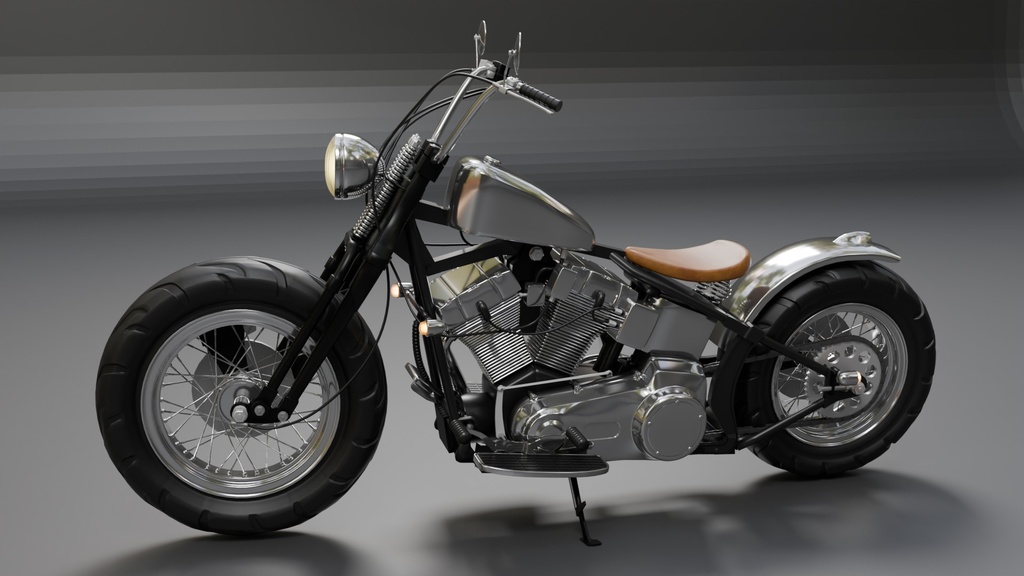 Blenderで作ったソフテイル風motorcycle