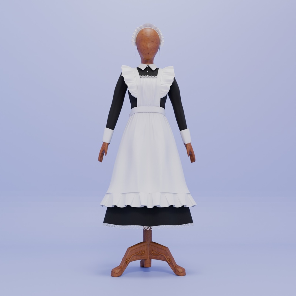 Blenderて作ったメイド服
