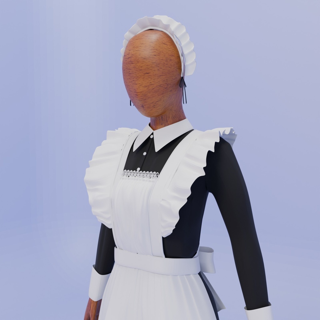 Blenderて作ったメイド服