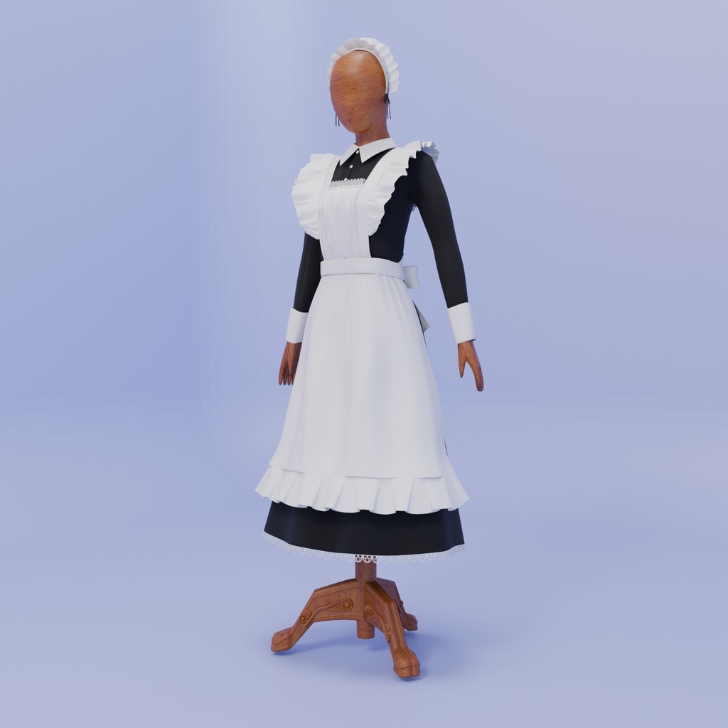 Blenderて作ったメイド服