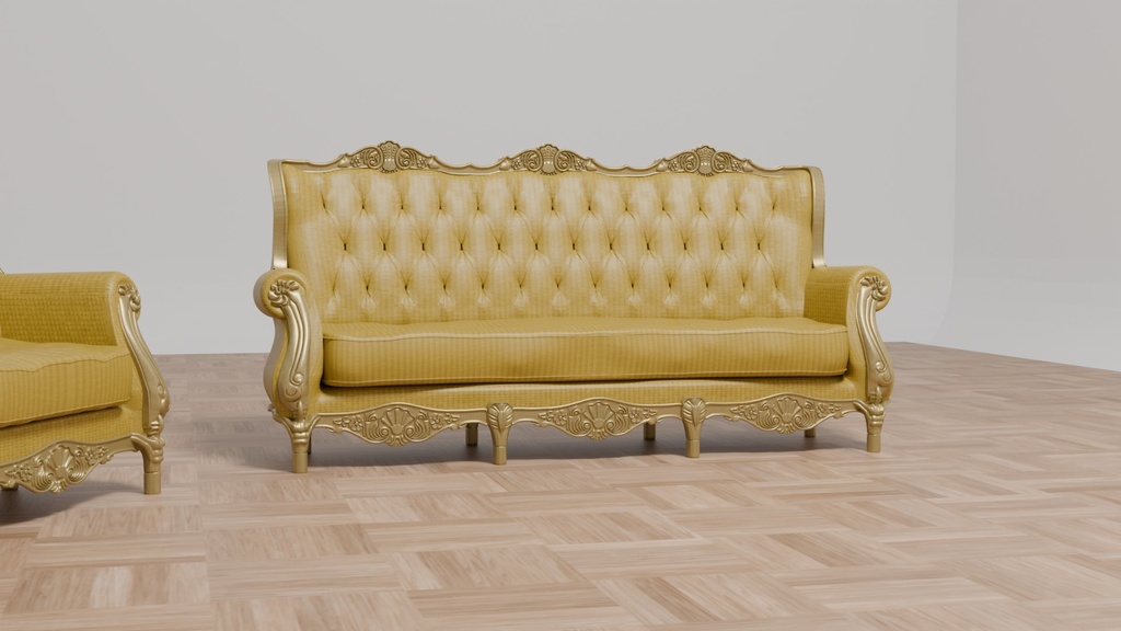 Blenderを使って作ったアンティーク調のソファセット
