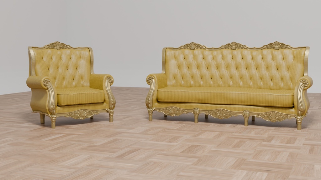 Blenderを使って作ったアンティーク調のソファセット