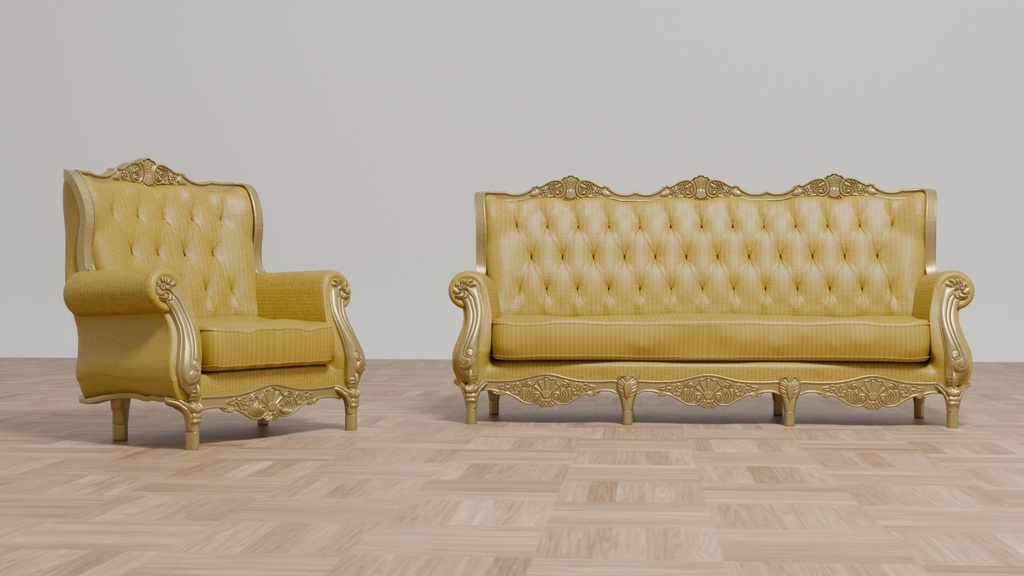 Blenderを使って作ったアンティーク調のソファセット