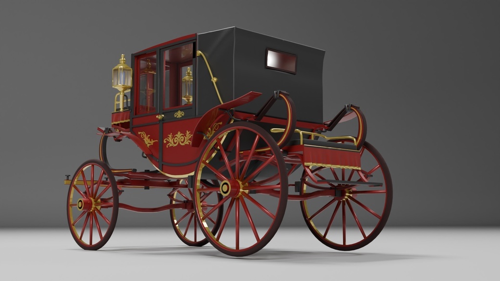 Blenderを使って作った幌付き貴賓馬車、アンティークシリーズ