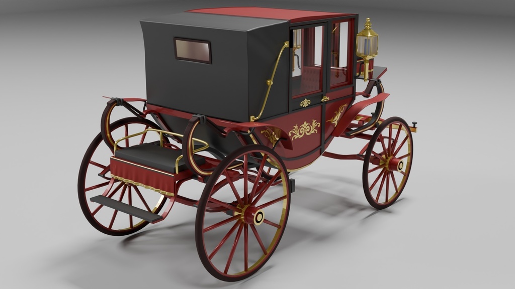 Blenderを使って作った幌付き貴賓馬車、アンティークシリーズ