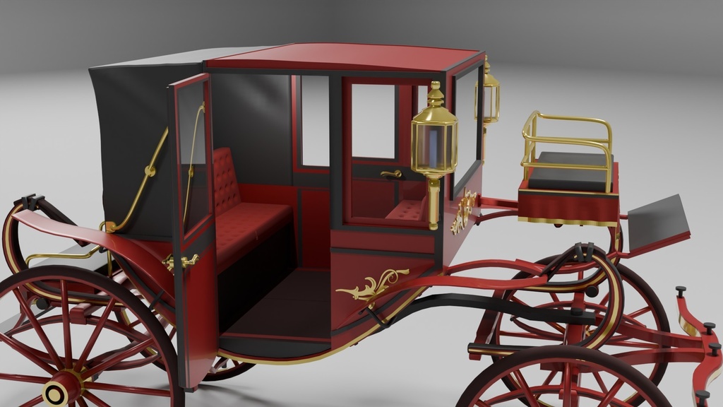 Blenderを使って作った幌付き貴賓馬車、アンティークシリーズ
