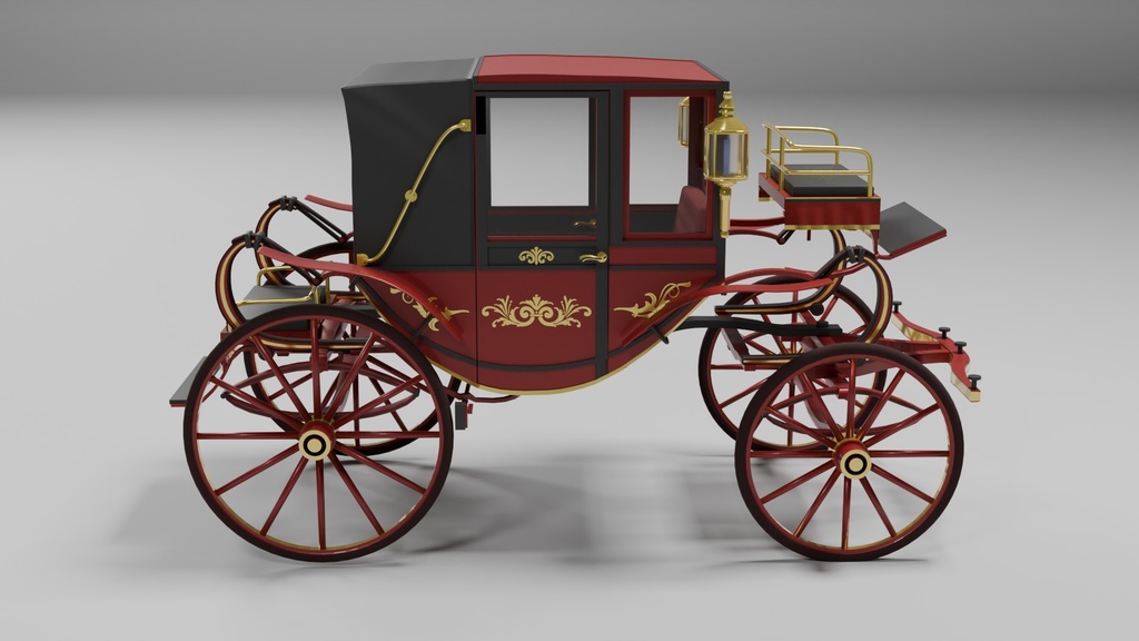 Blenderを使って作った幌付き貴賓馬車、アンティークシリーズ