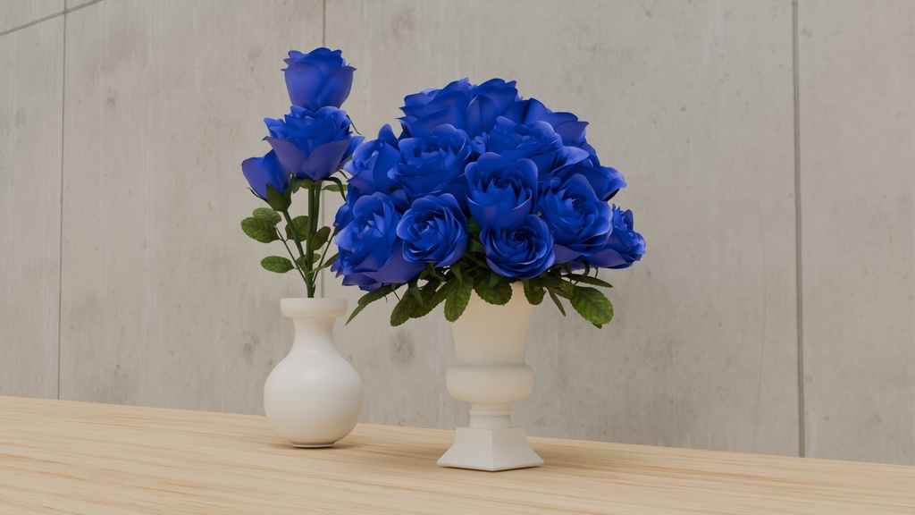 Blenderを使って作った青薔薇の花瓶挿し、花瓶シリーズ