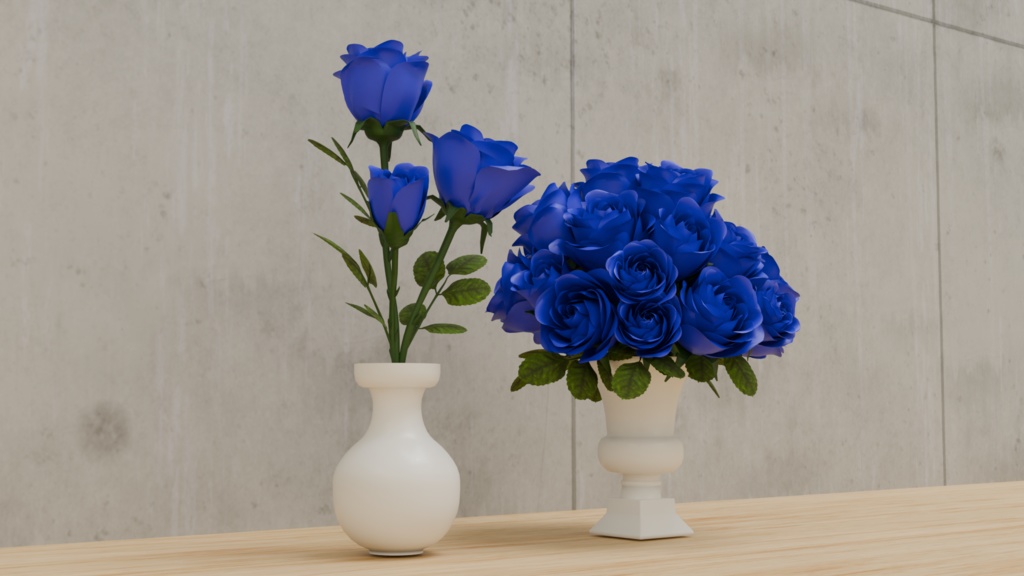 Blenderを使って作った青薔薇の花瓶挿し、花瓶シリーズ