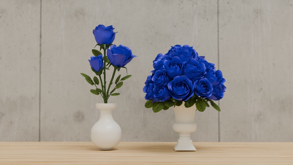 Blenderを使って作った青薔薇の花瓶挿し、花瓶シリーズ