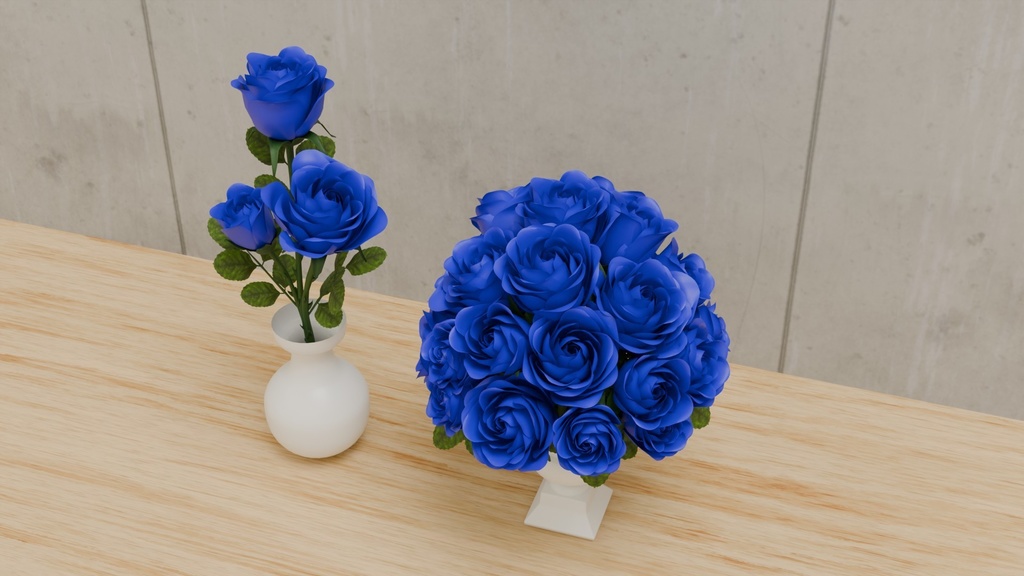 Blenderを使って作った青薔薇の花瓶挿し、花瓶シリーズ