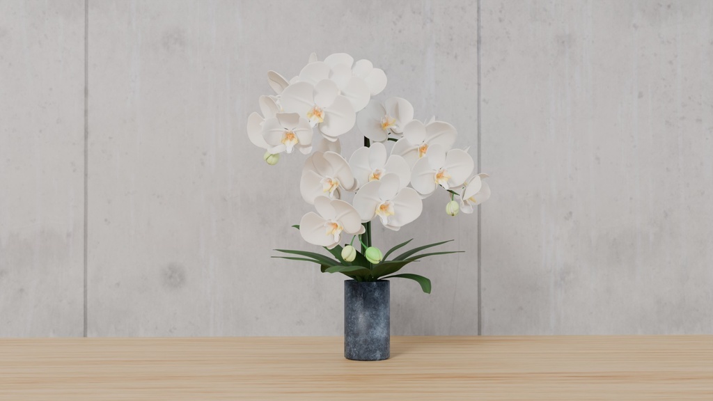 Blenderを使って作った胡蝶蘭の鉢植え、花シリーズ