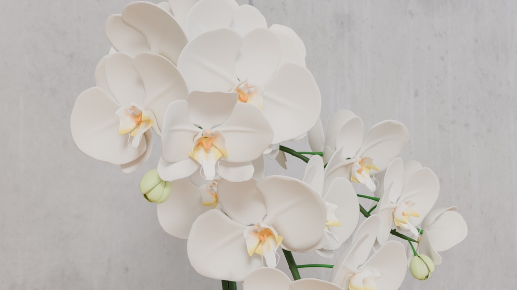 Blenderを使って作った胡蝶蘭の花瓶挿し、花シリーズ