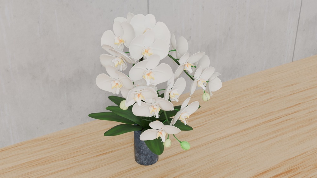 Blenderを使って作った胡蝶蘭の花瓶挿し、花シリーズ